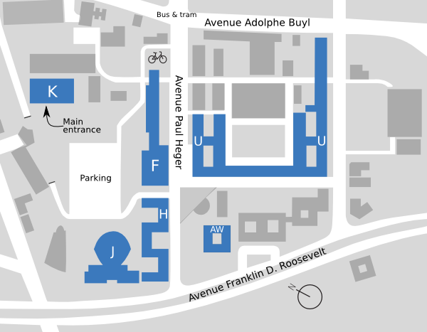 ULB Campus Solbosch map: Location of FOSDEM